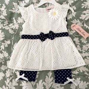 Blue and white blouse and leggings. New